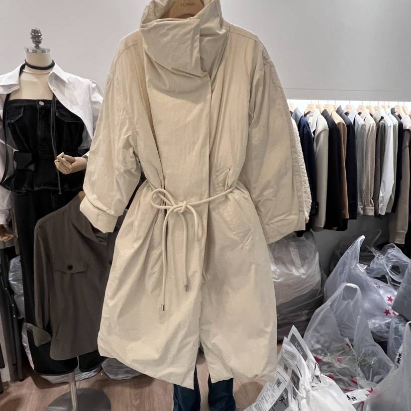 FLIPAR韓國直郵女裝新品熱賣人氣24秋冬長款羽絨服含腰繩高領FLIPAR長款羽絨服