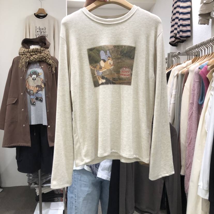 VILLABUTTON直郵韓國代購女裝新品職業時尚熱賣長袖T恤復古VILLABUTTON長袖T恤
