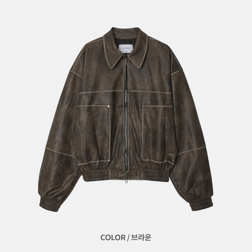 Our Wave/Our Room韓國直郵東大門實拍女裝新品職業短款棉服皮革Our Wave/Our Room短款棉服