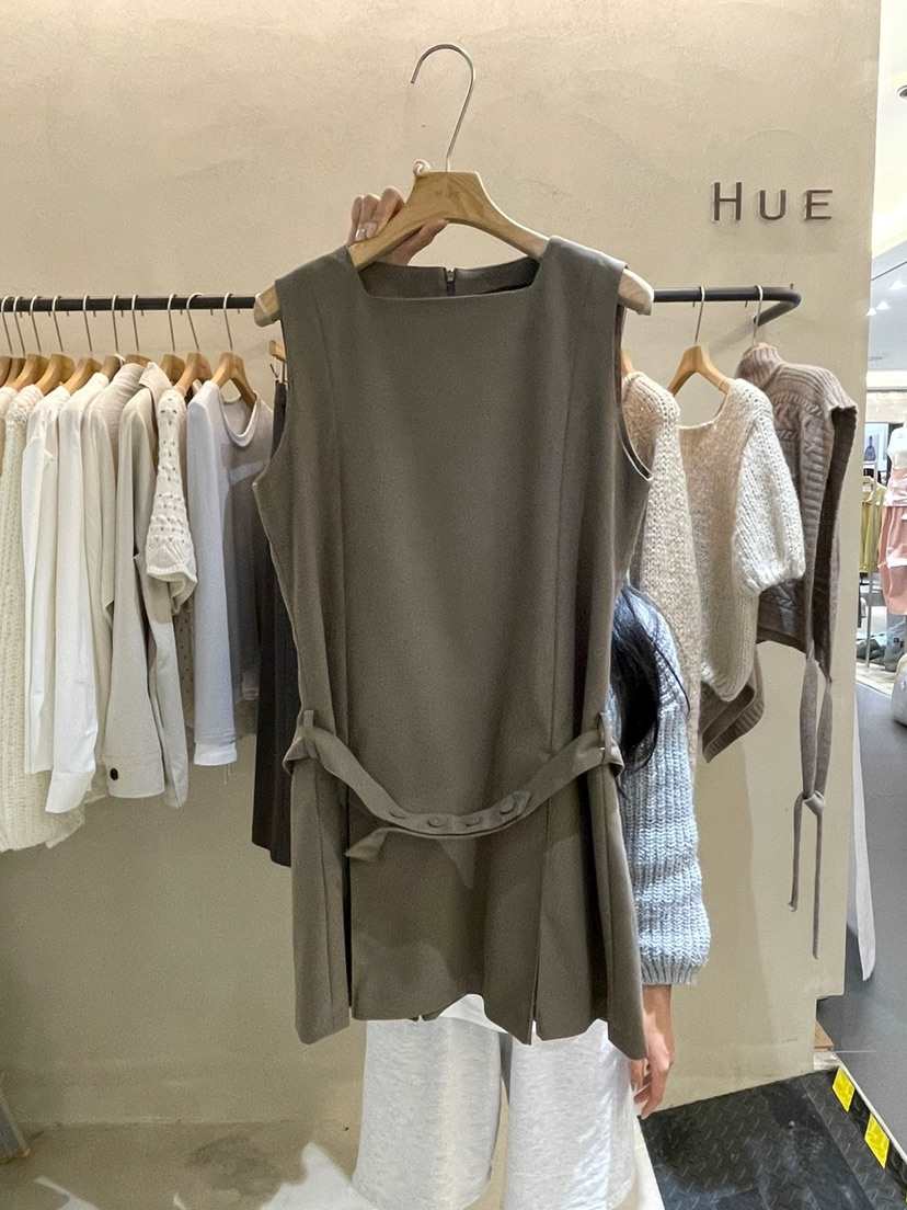HUE直郵韓國代購女裝新款人氣推薦真品職業休閑連衣裙含腰繩ERIA/HUE連衣裙