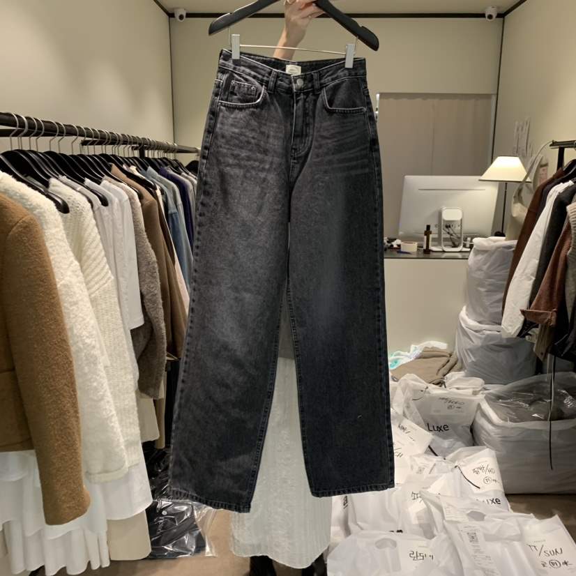 RE STOCK韓國直郵東大門實拍女裝新品職業人氣推薦時尚牛仔褲RE STOCK牛仔褲