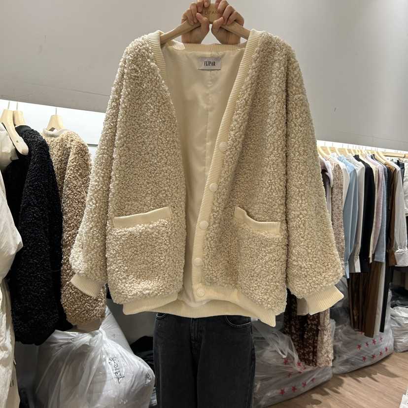 FLIPAR韓國直郵東大門代購女裝新款推薦休閑職業短款棉服開衫FLIPAR短款棉服