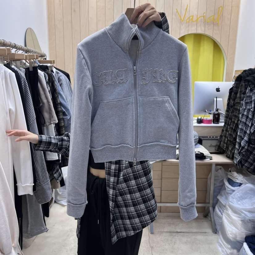 VARIAL韓國直郵東大門實拍女裝新品熱賣真品時尚24秋冬衛衣拉鏈VARIAL衛衣