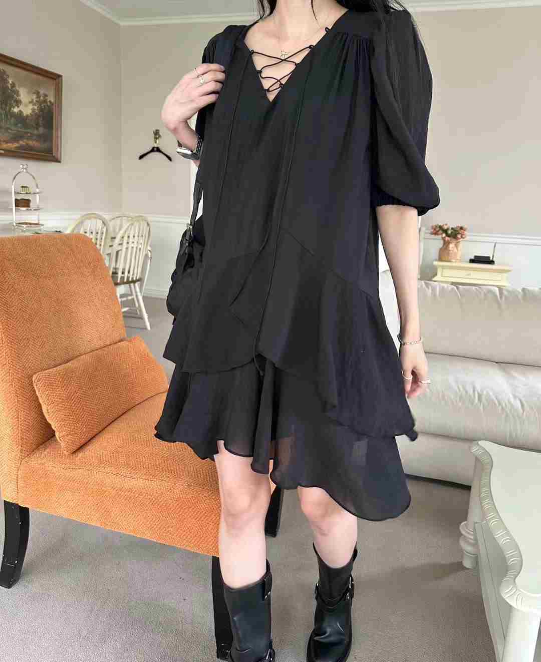BLACK LADY直郵韓國代購女裝新款真品休閑24秋冬人氣連衣裙BLACK LADY連衣裙