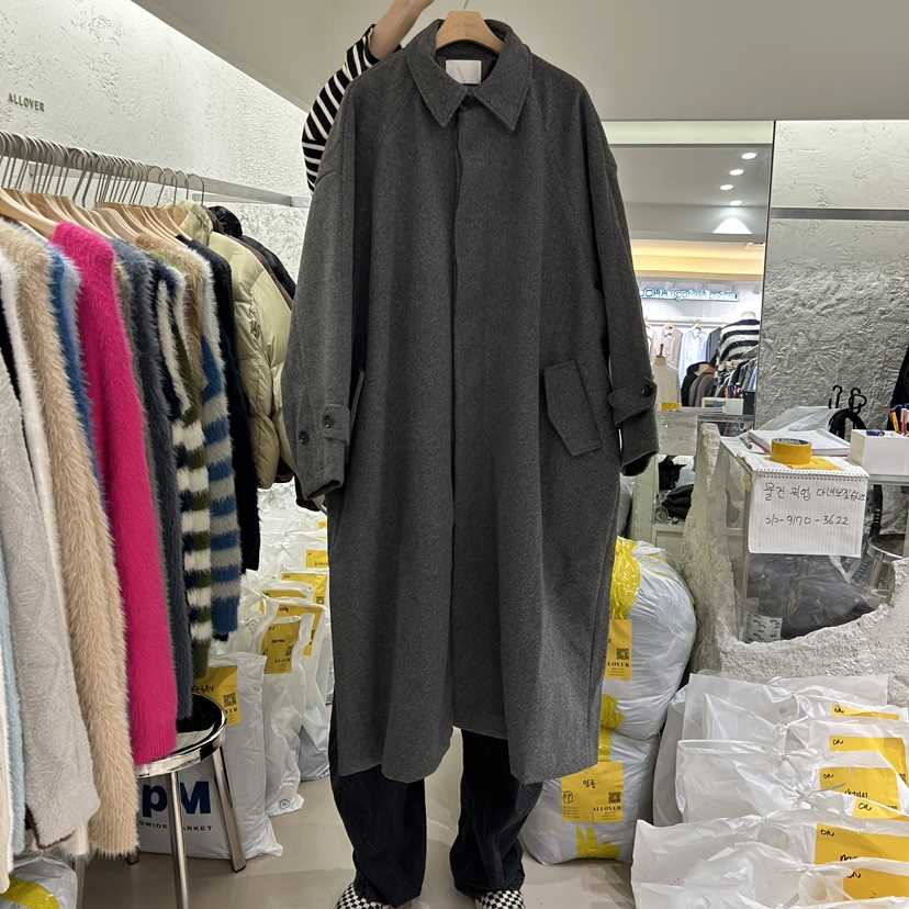 ALL OVER韓國直郵東大門代購女裝新款真品24秋冬中長款大衣ALL OVER-男裝中長款大衣