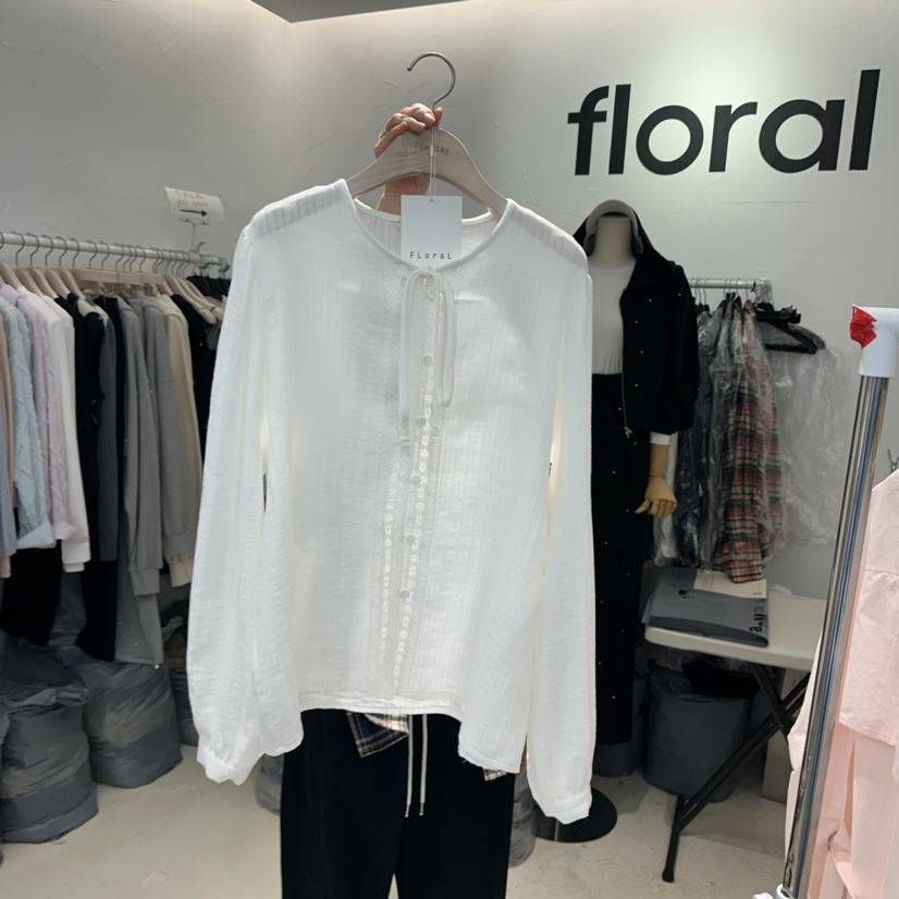 floral韓國直郵東大門代購女裝新品時尚推薦職業襯衫蕾絲衫FLORAL襯衫/蕾絲衫