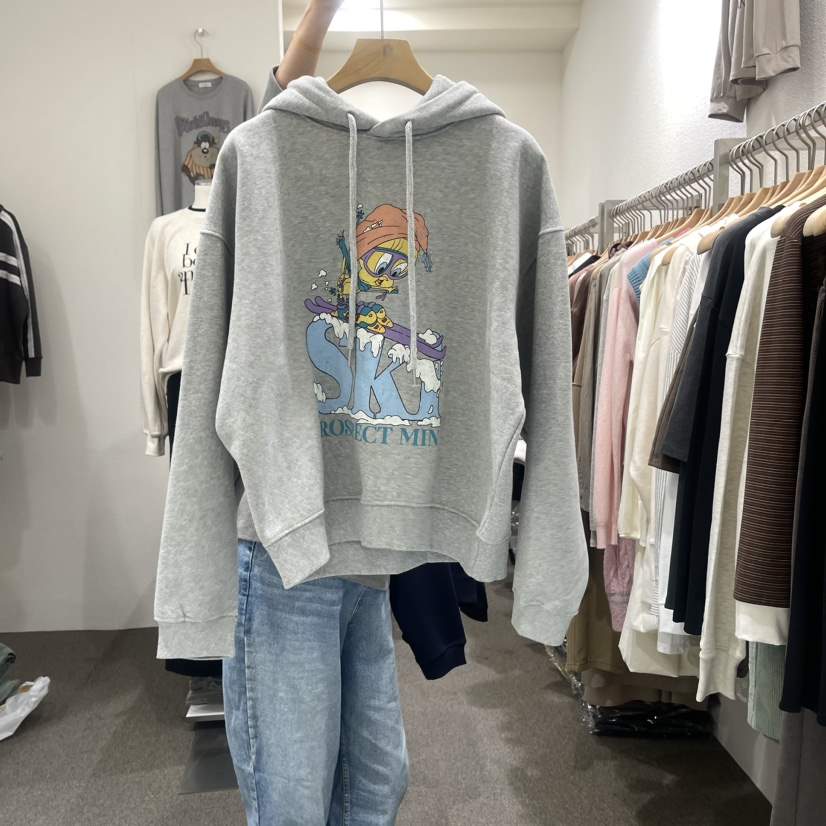 VILLABUTTON韓國直郵女裝新品時尚熱賣24秋冬衛衣兜帽加絨拉絨VILLABUTTON衛衣