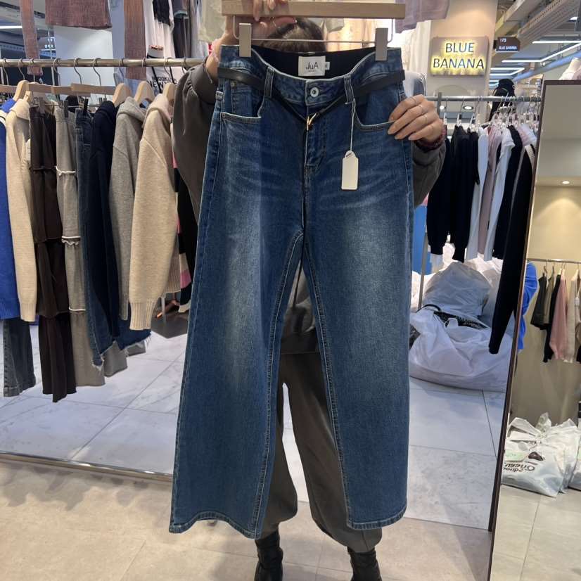 JuA直郵韓國代購女裝新款熱賣推薦職業時尚休閑牛仔褲含腰帶JUA牛仔褲