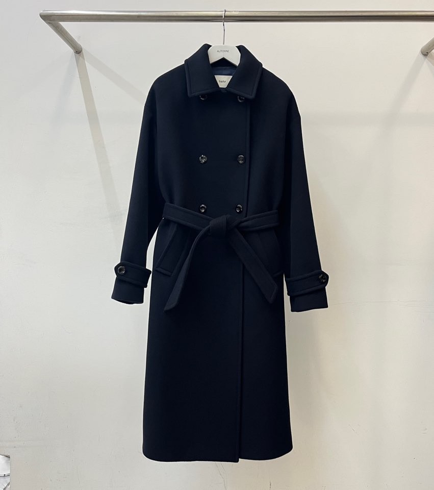 AUTOMNE/HE_HR直郵韓國代購女裝新款熱賣中長款大衣含腰帶雙層AMY GRACE中長款大衣