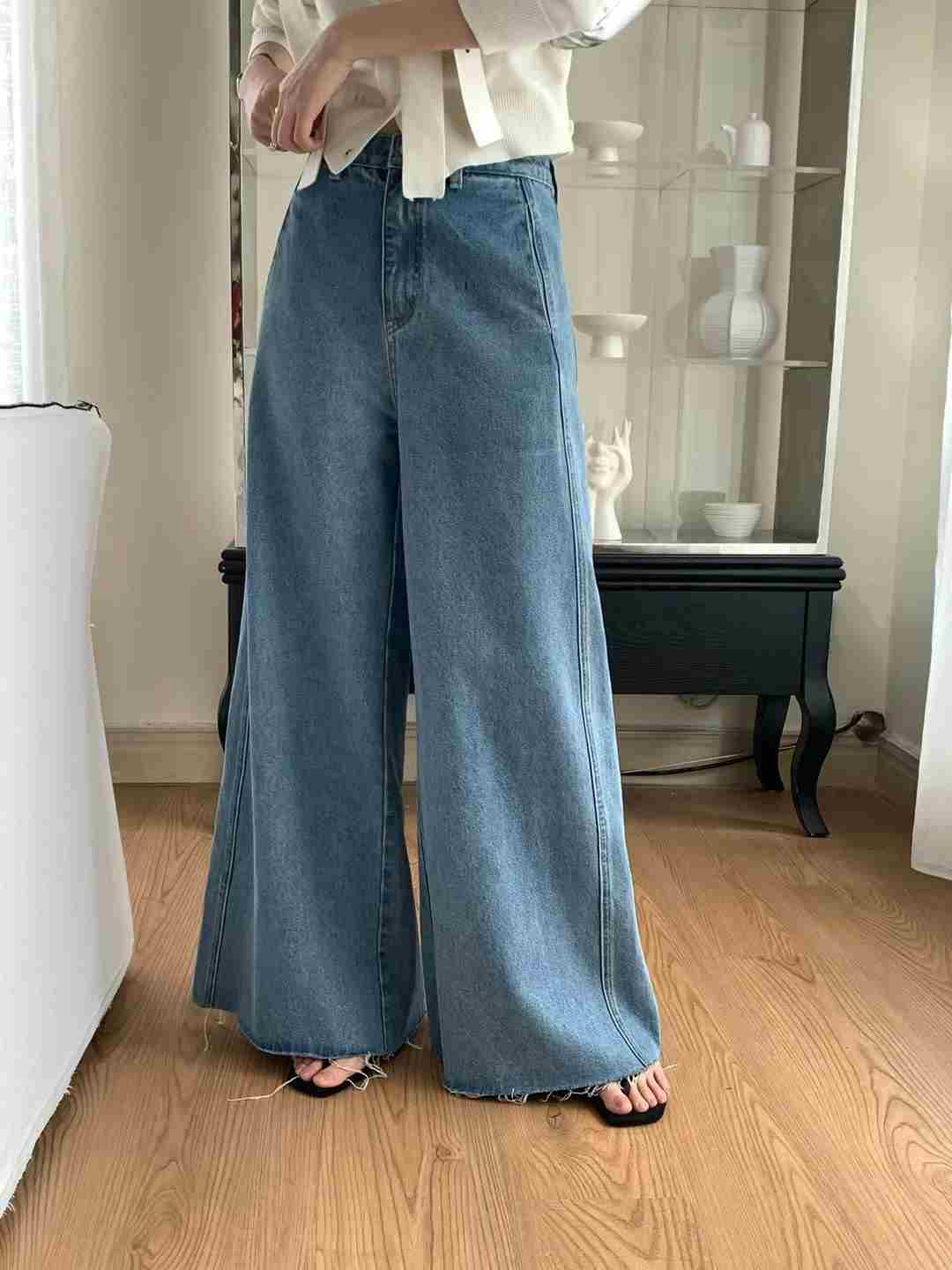LUCKY STORE韓國代購女裝新品24秋夏真品時尚休閑牛仔褲ANGE牛仔褲