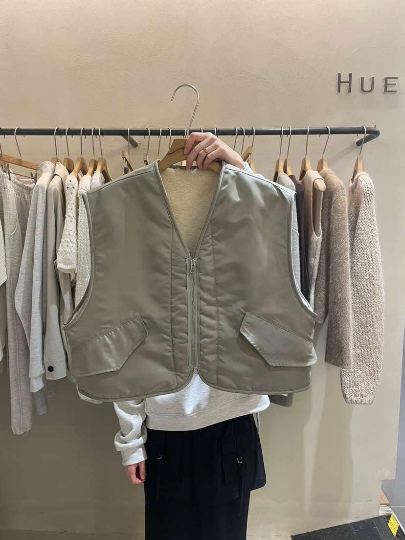 HUE韓國直郵東大門實拍女裝新品時尚24秋冬馬甲兩面可穿羊毛ERIA/HUE馬甲