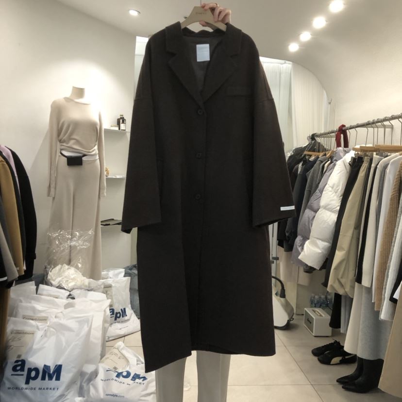 cornerbloom/3rooms直郵韓國代購女裝新品休閑中長款大衣長款THE SUIT BAR中長款大衣