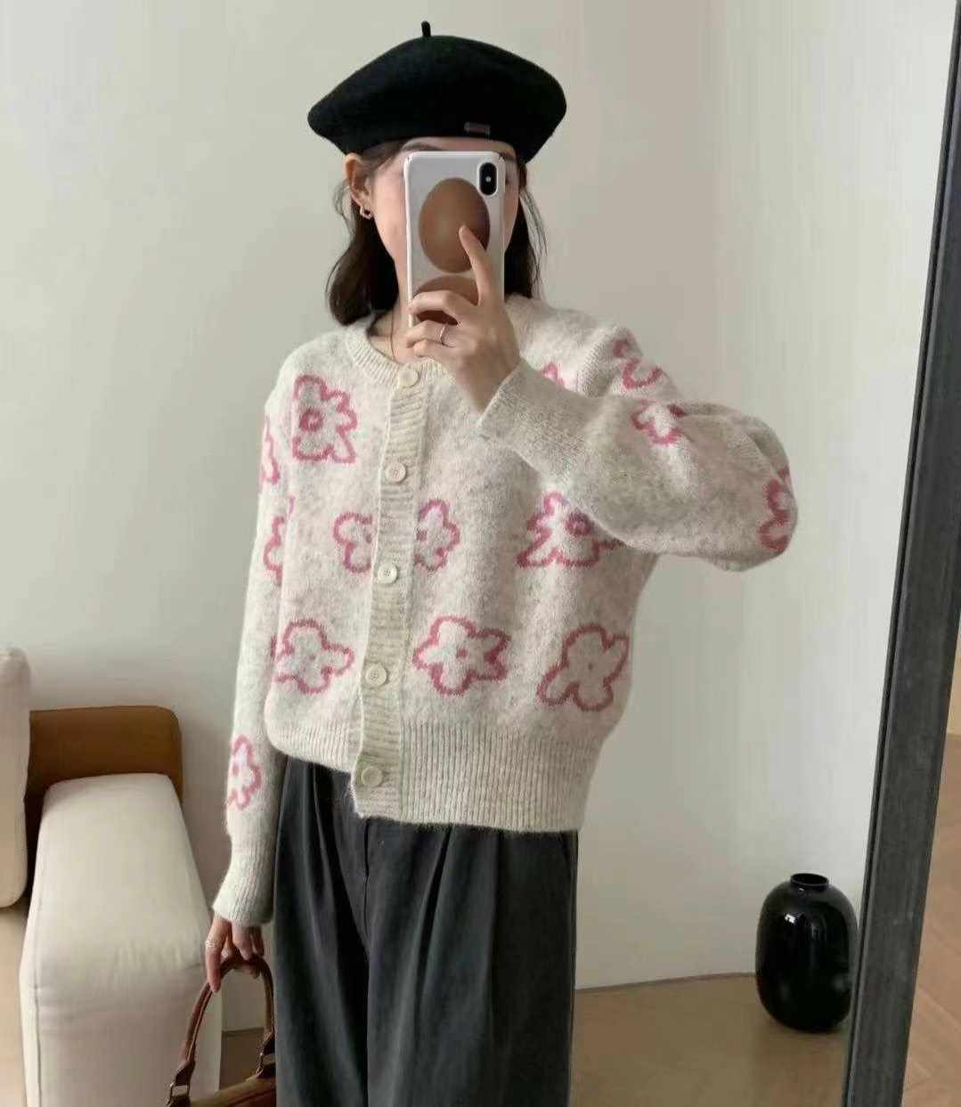 Y.BUTTERFIY直郵韓國代購女裝新款24秋冬真品針織衫開衫Y.BUTTERFIY針織衫