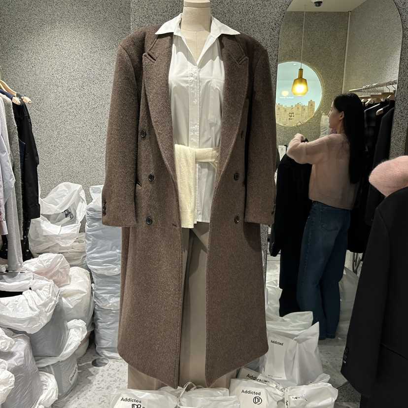 Addicted直郵韓國代購女裝新品真品熱賣24秋冬中長款大衣羊絨ADDICTED中長款大衣