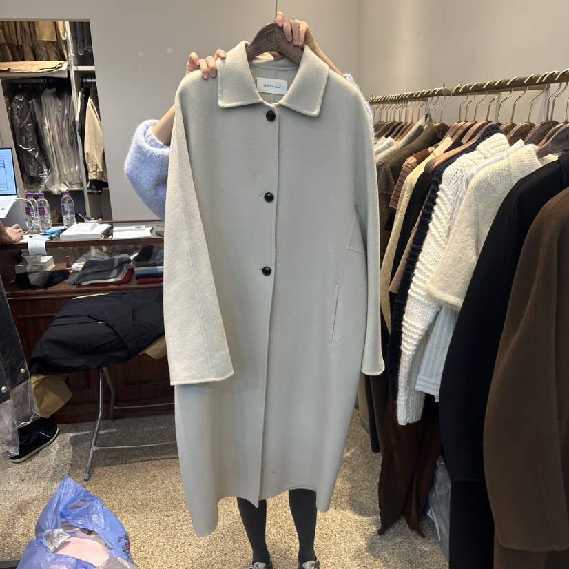 SONO de Soul韓國直郵東大門實拍女裝新品休閑中長款大衣手工SONO de Soul中長款大衣