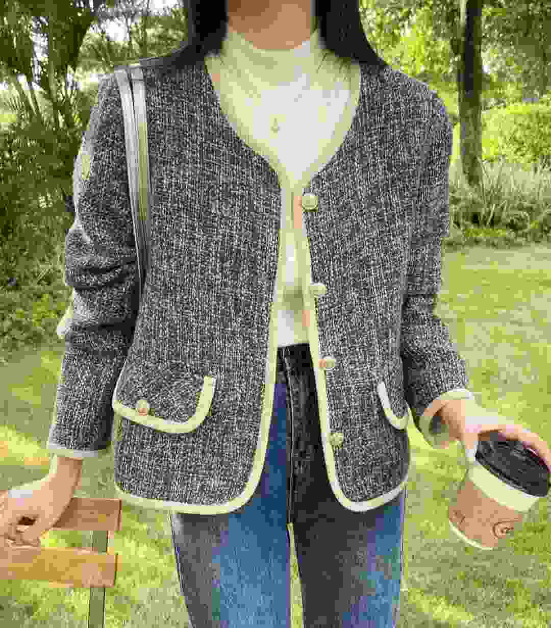 Y.BUTTERFIY韓國直郵女裝新品真品人氣時尚熱賣24秋冬夾克花呢Y.BUTTERFIY夾克