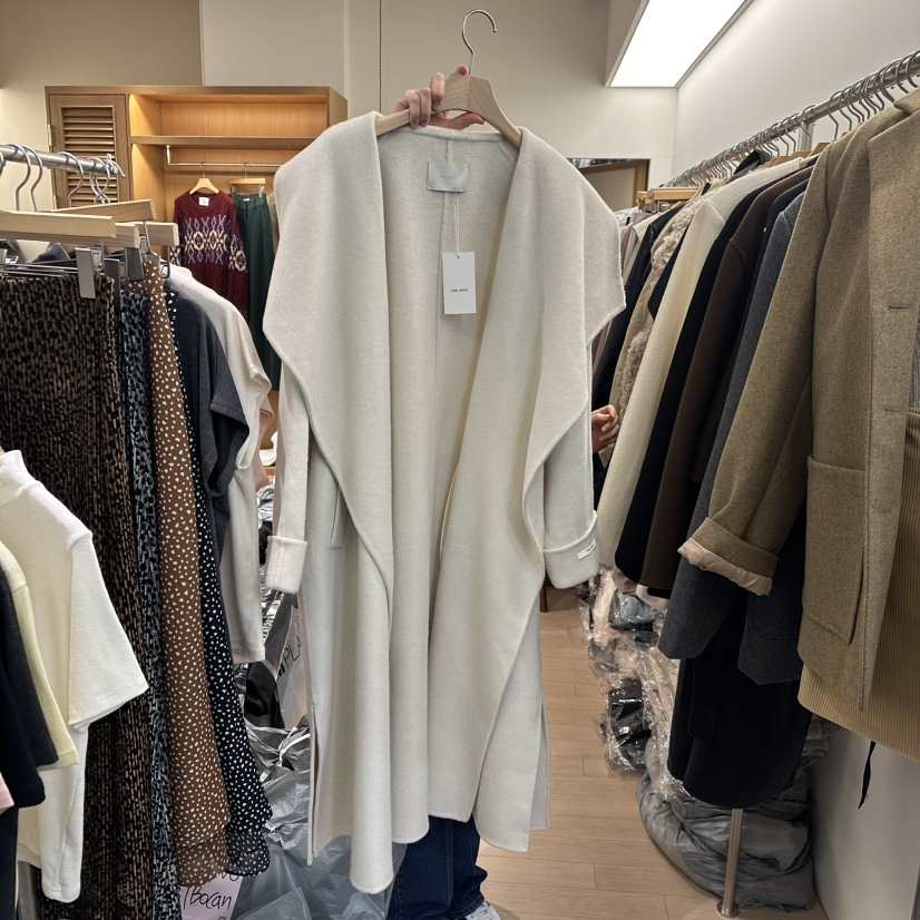 VAN NUVO韓國直郵東大門代購女裝新品熱賣中長款大衣手工制作含腰繩VAN NUVO中長款大衣