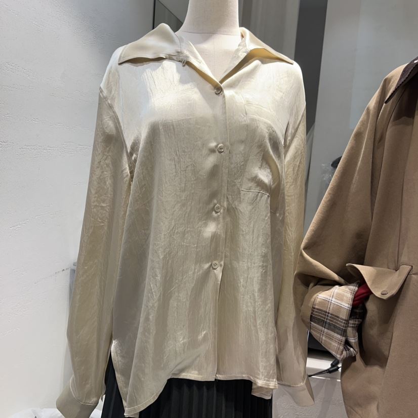 VENICE韓國直郵女裝新品真品24秋冬時尚休閑襯衫蕾絲衫口袋VENICE襯衫/蕾絲衫