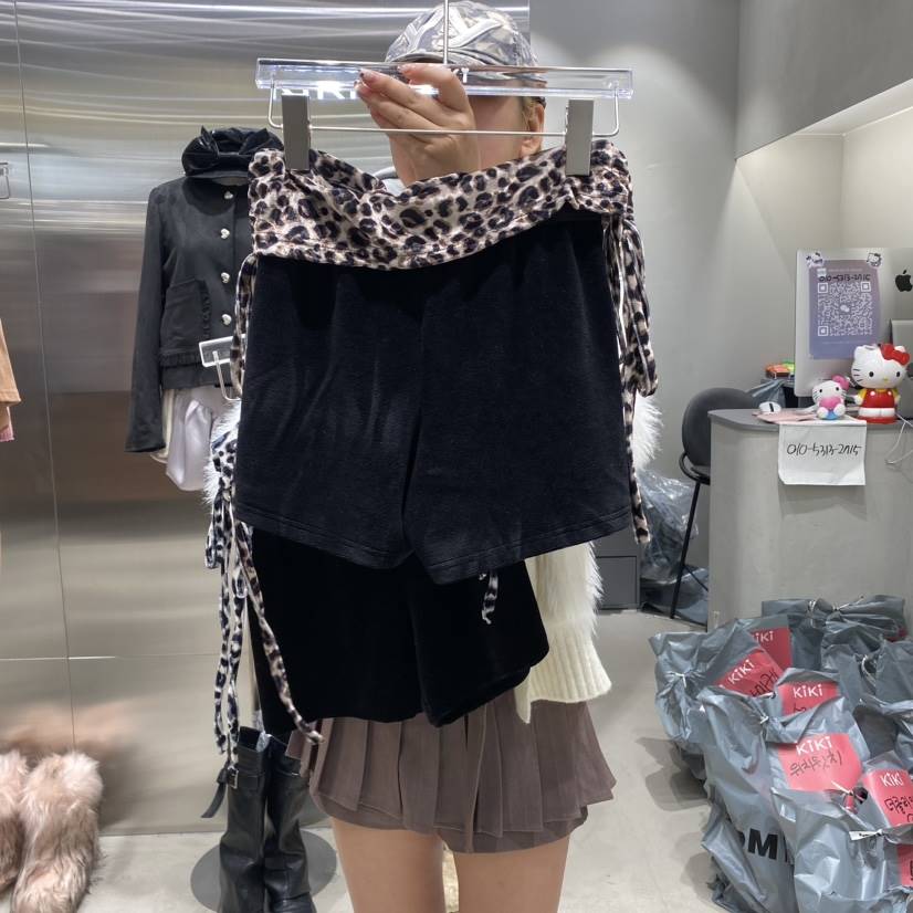 KiKi直郵韓國代購女裝新品真品人氣24秋冬時尚短褲天鵝絨KIKI短褲