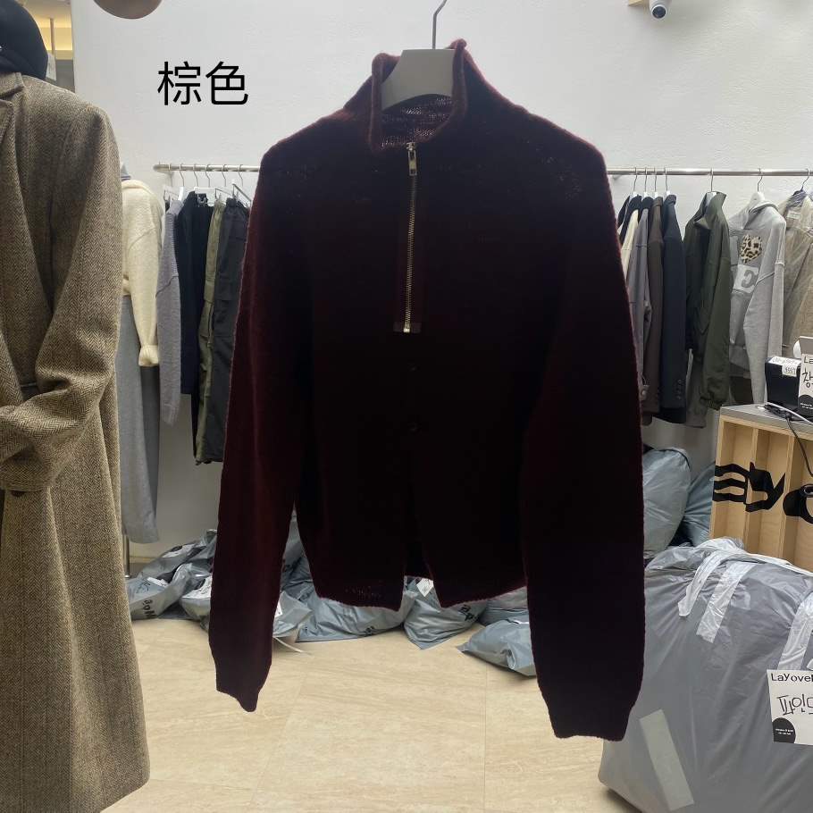 LaYoverR韓國直郵女裝新款休閑職業時尚熱賣針織衫羊毛拉鏈E/E/E針織衫