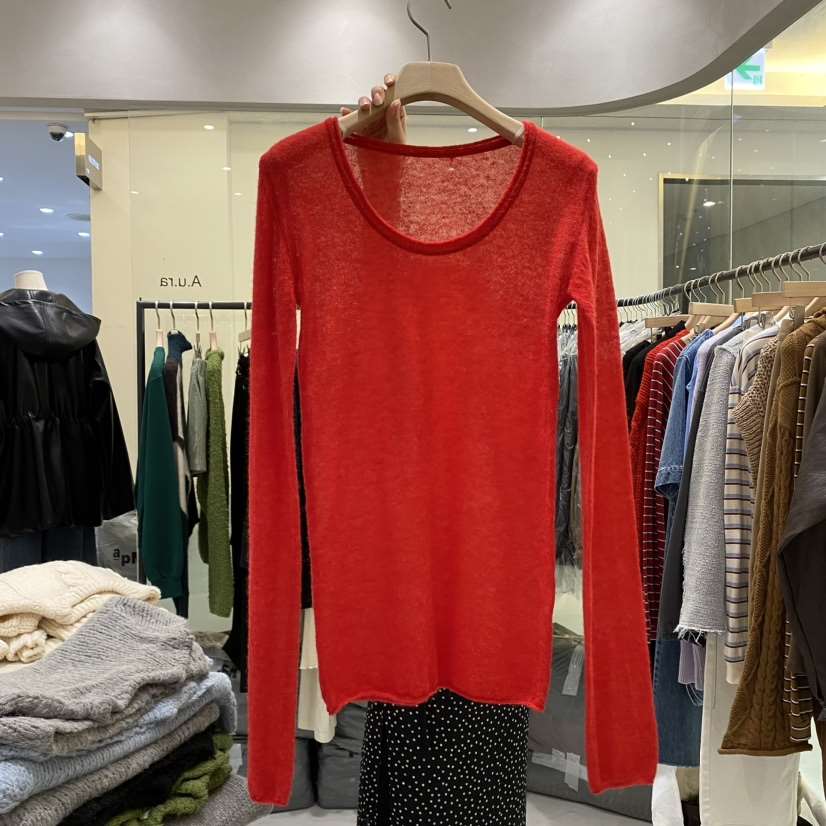 Au ra直郵韓國代購女裝新品熱賣職業人氣推薦休閑長袖T恤羊駝Au ra長袖T恤