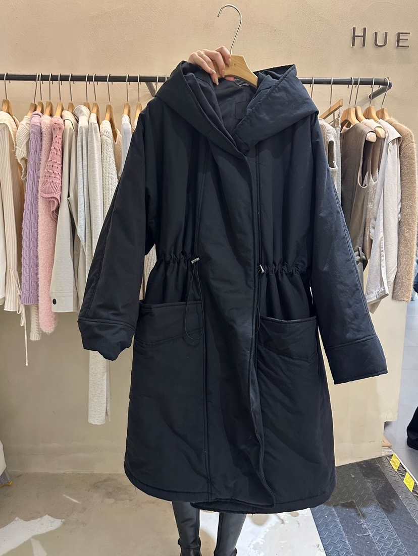 HUE韓國直郵女裝新品熱賣休閑推薦24秋冬職業長款羽絨服兜帽ERIA/HUE長款羽絨服
