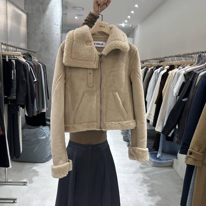 piTa韓國直郵女裝新品推薦休閑時尚熱賣職業真品24秋冬夾克麂皮THE VERLIN/piTa夾克