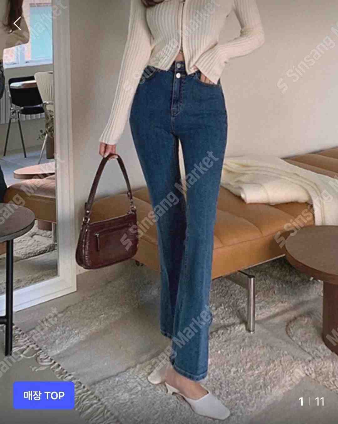 BLOCK韓國直郵東大門代購女裝新品推薦職業人氣休閑時尚牛仔褲BLOCK牛仔褲