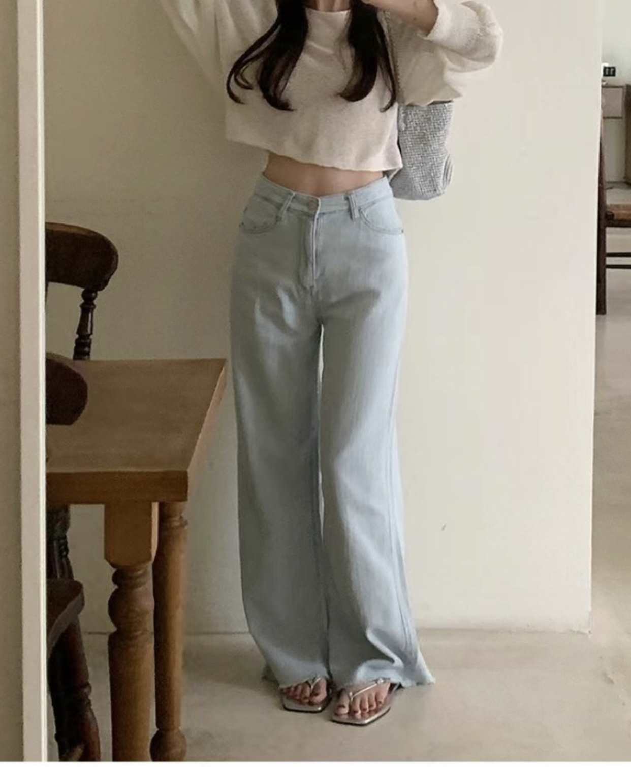 BLOCK韓國直郵女裝新品24秋冬時尚真品推薦熱賣人氣牛仔褲BLOCK牛仔褲