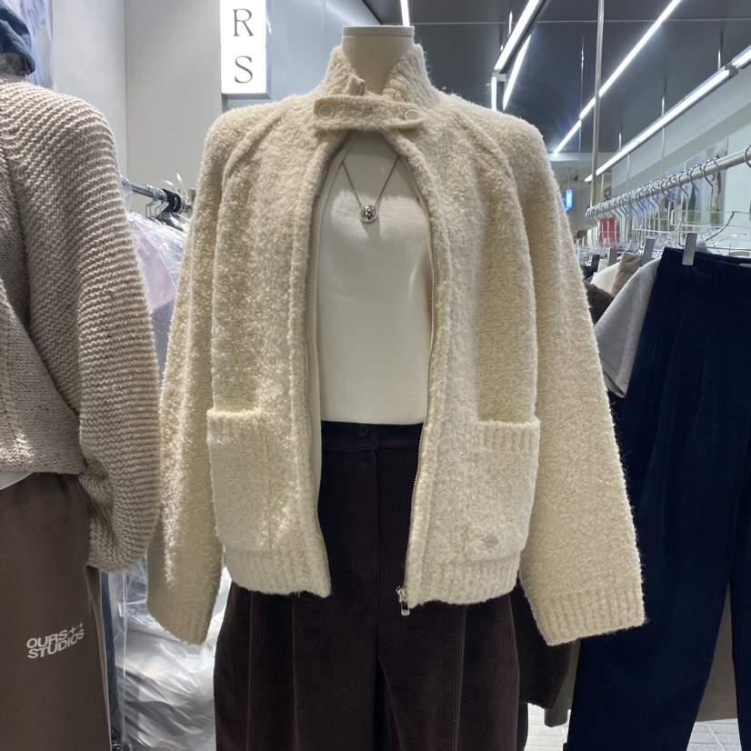 OURS直郵韓國代購女裝新品真品人氣24秋冬針織衫羊駝毛拉鏈OURS針織衫