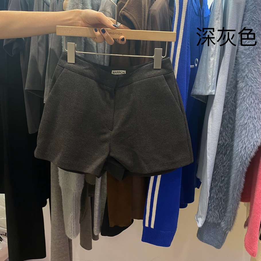 MARRON直郵韓國代購女裝新品真品休閑熱賣推薦時尚短褲拉絨PIN-UP短褲