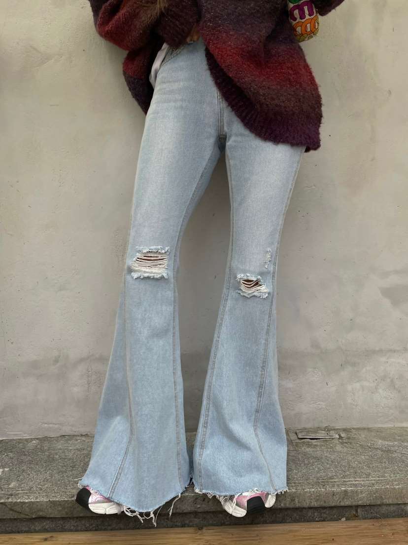 ABBEYLEE韓國直郵東大門實拍女裝新款24秋冬真品休閑牛仔褲ABBEYLEE牛仔褲