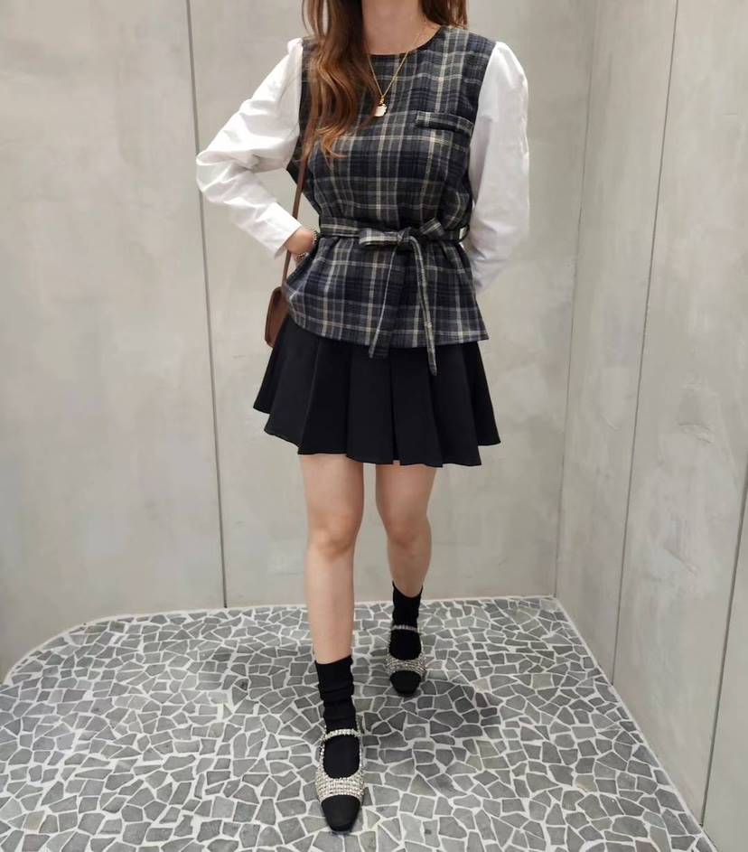 LIVE/LULULALLA韓國直郵東大門實拍女裝新款真品襯衫蕾絲衫含腰繩LIVE/LULULALLA襯衫/蕾絲衫