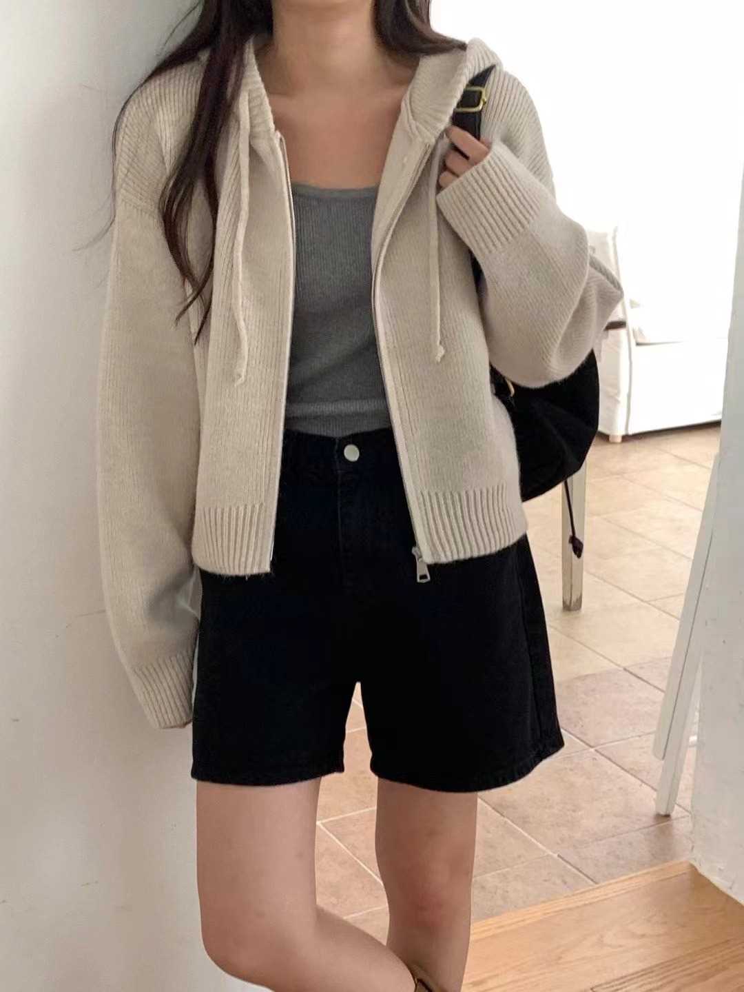 SALT.B直郵韓國代購女裝新款熱賣時尚休閑24秋冬針織衫拉鏈連帽SALT.B針織衫