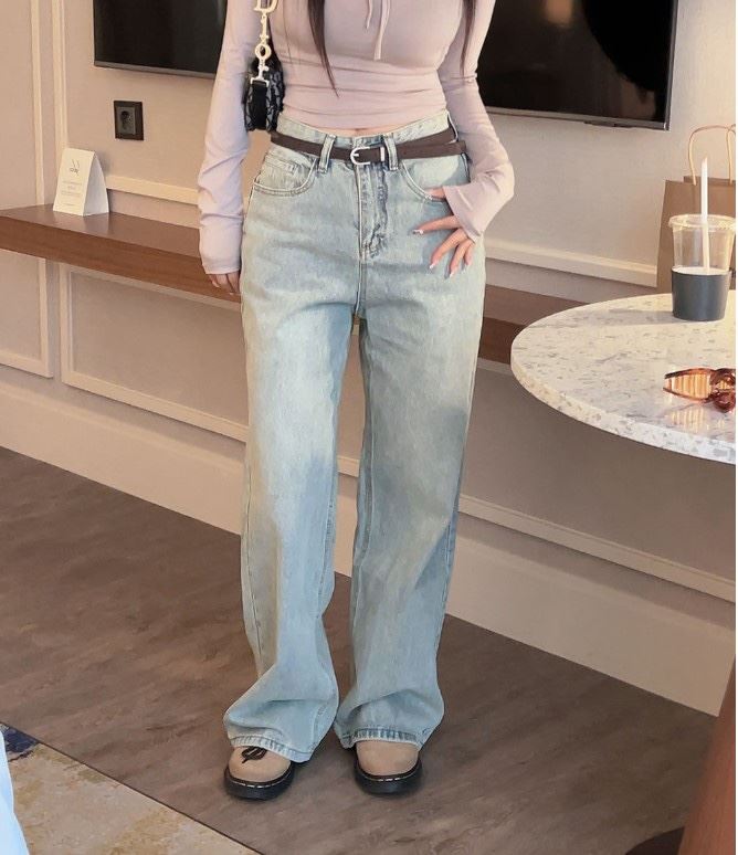 MAGASIN-OT韓國直郵女裝新品時尚推薦真品熱賣牛仔褲闊腿褲MAGASIN-OT牛仔褲