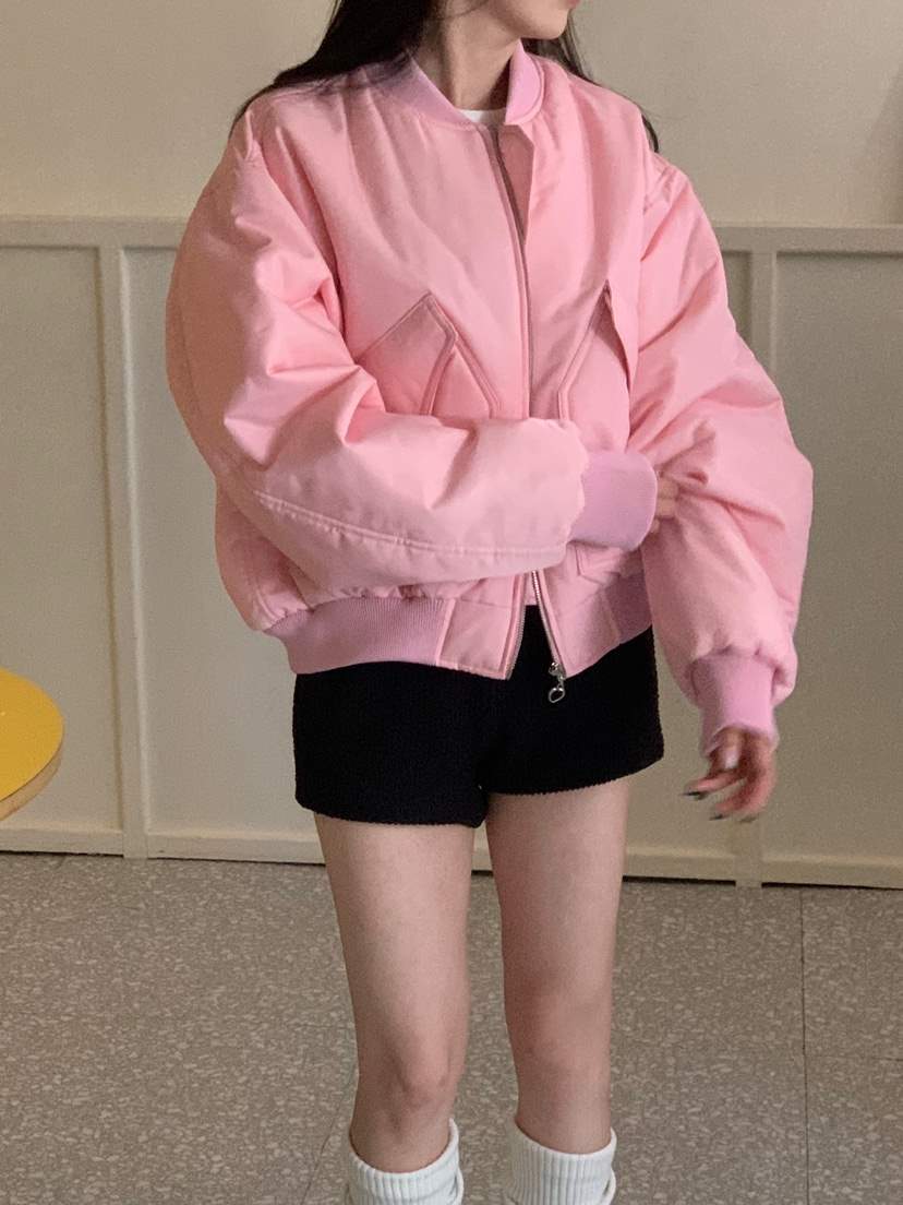 LUBRY韓國直郵東大門實拍女裝新款休閑職業人氣24秋冬短款棉服NOPROBLEM短款棉服