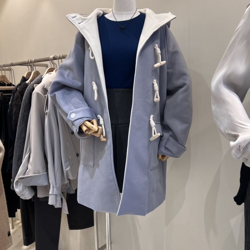 HANNA21直郵韓國代購女裝新品人氣職業熱賣中長款大衣連帽HANNA21中長款大衣