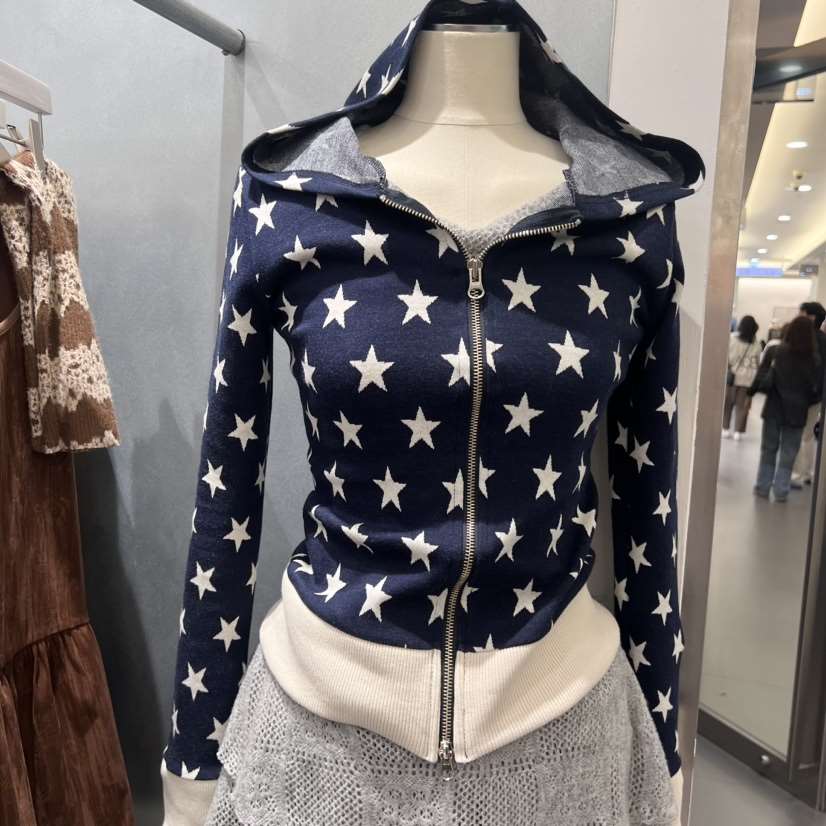 RIBBON韓國直郵東大門實拍女裝新品職業時尚真品衛衣拉鏈連帽RIBBON衛衣