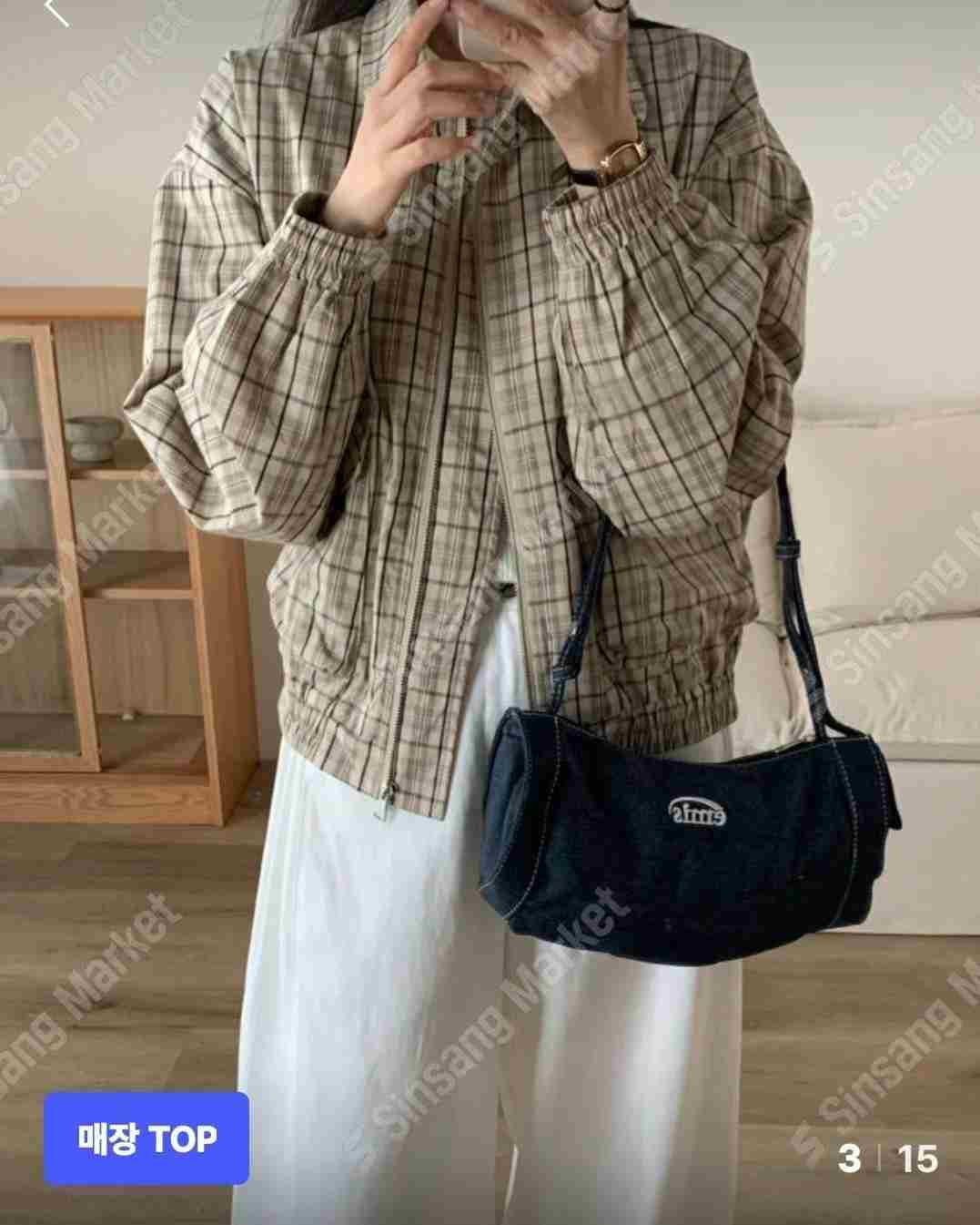 BARCODE東大門直郵女士新款休閑人氣推薦職業24秋夏夾克格紋BARCODE夾克