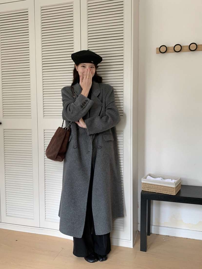 BANI BLUBH韓國直郵女裝新款時尚24秋冬熱賣休閑中長款大衣BANI BLUSH中長款大衣