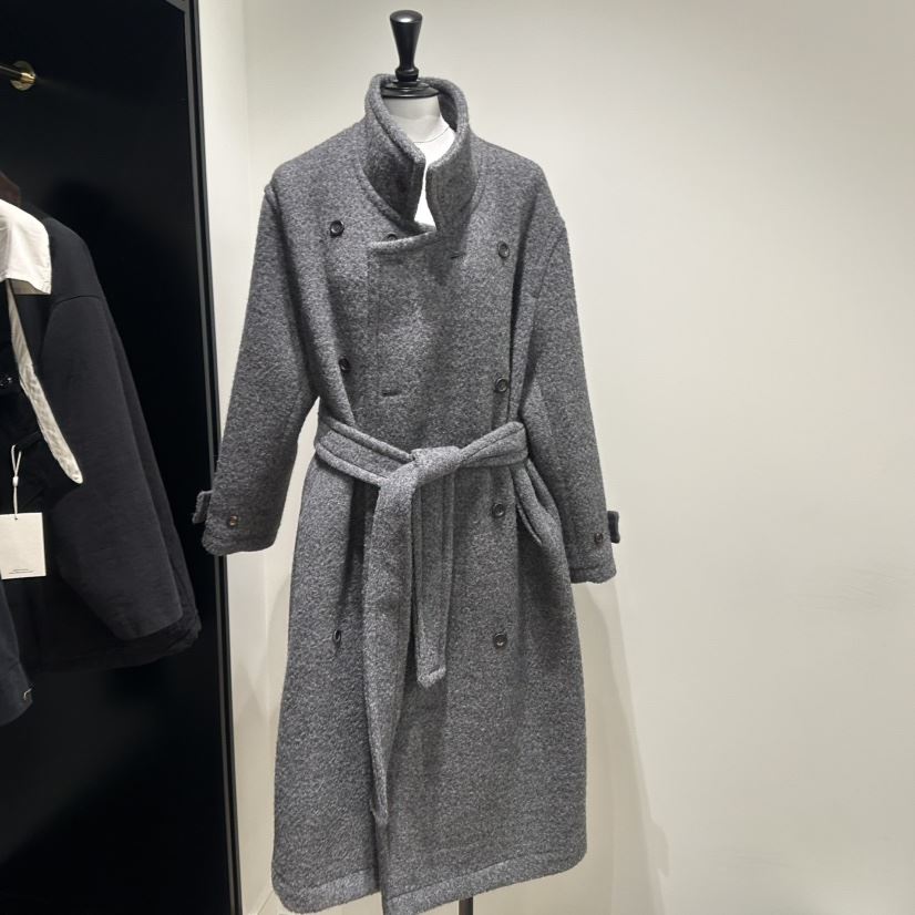 REMOOD韓國直郵女裝新品人氣推薦中長款大衣羊駝毛含腰帶雙層FRENCH DOOR中長款大衣