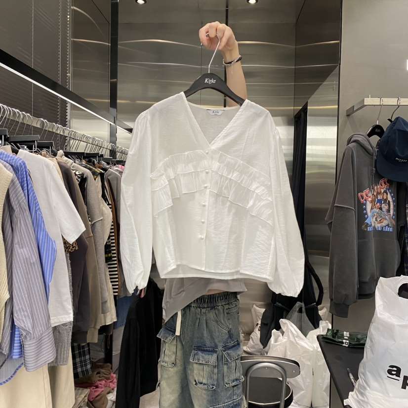 KirKe韓國直郵女裝新品休閑真品時尚熱賣人氣24秋冬襯衫蕾絲衫KIRKE襯衫/蕾絲衫