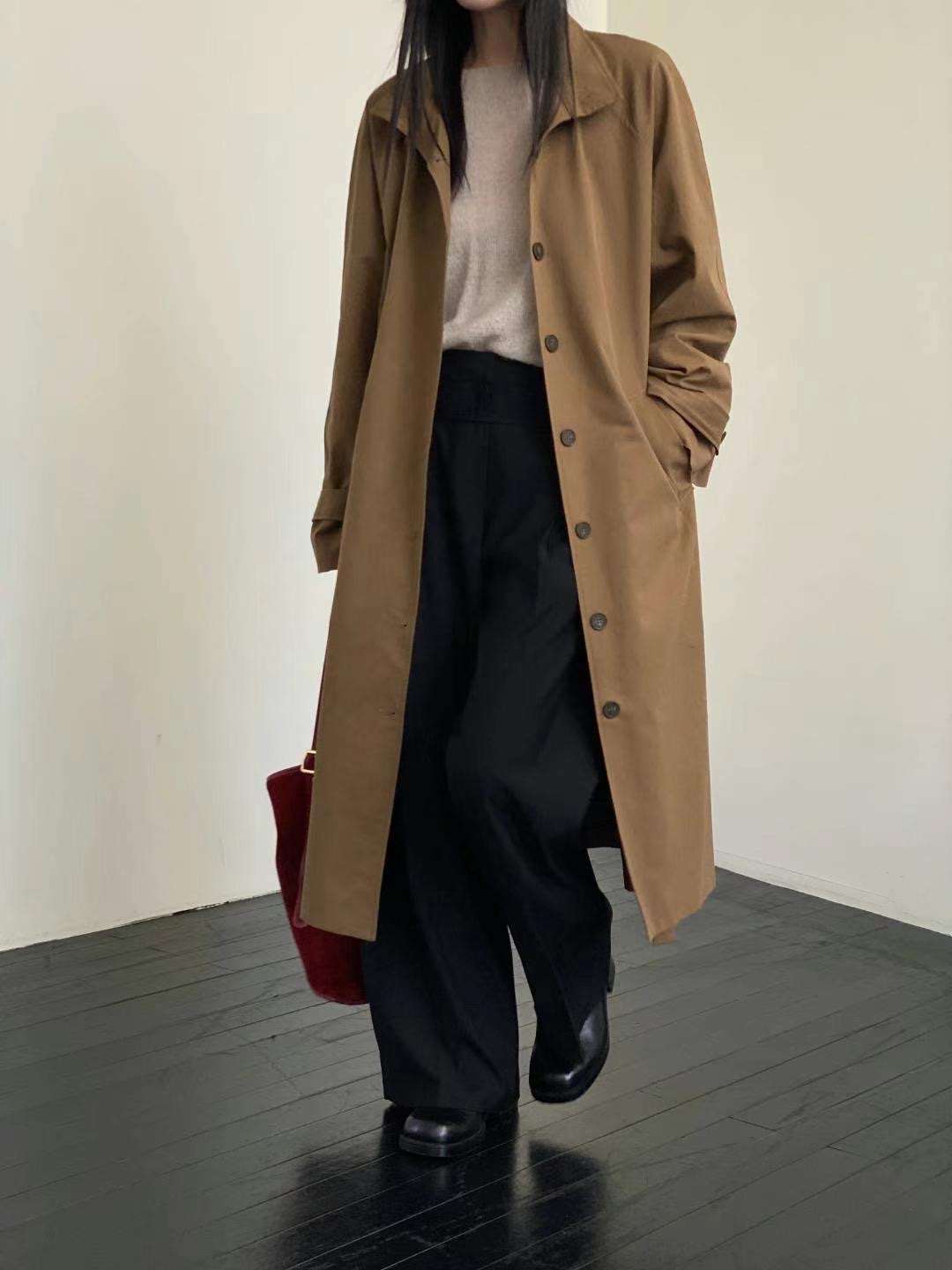 NEAR LEAP直郵韓國代購女裝新品24秋冬休閑時尚長款風衣OAO長款風衣