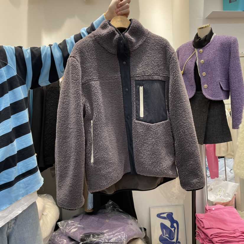 DUPLO韓國代購女士新品24秋夏人氣推薦職業時尚夾克小熊抓絨DUPLO夾克