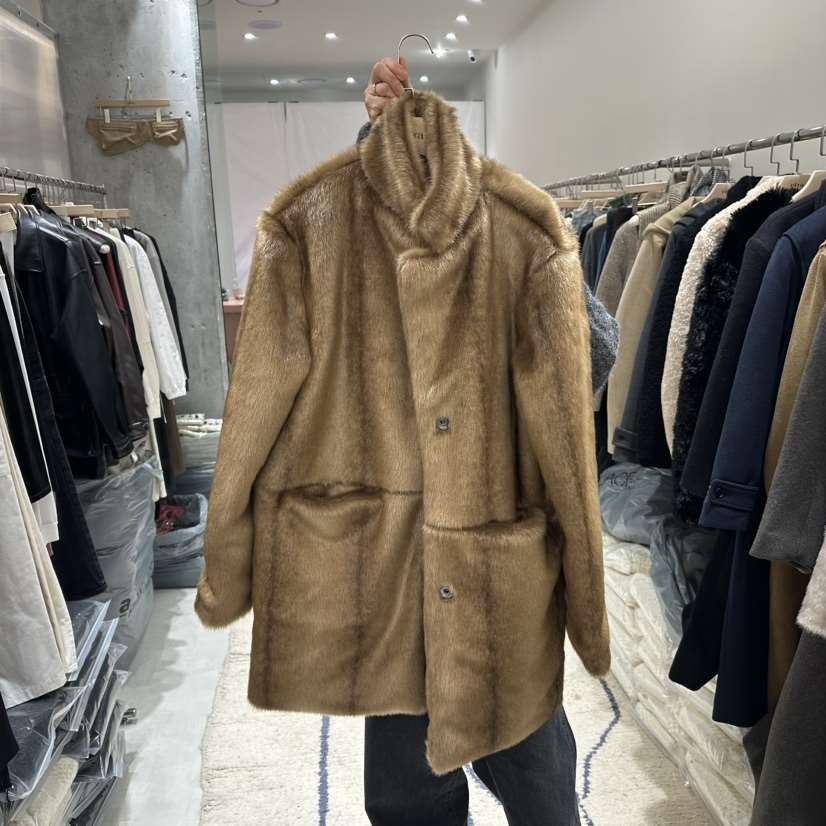 piTa韓國代購女士新品休閑職業人氣熱賣時尚中長款大衣貂皮THE VERLIN/piTa中長款大衣