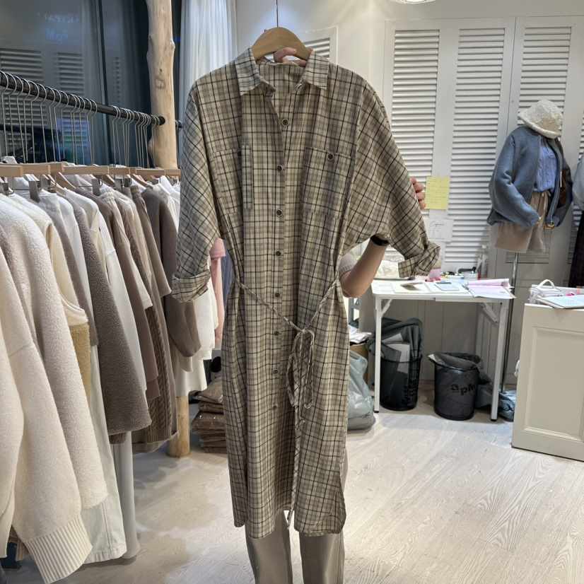 Copiner直郵韓國代購女裝新款職業24秋冬人氣連衣裙含腰繩COPINER連衣裙