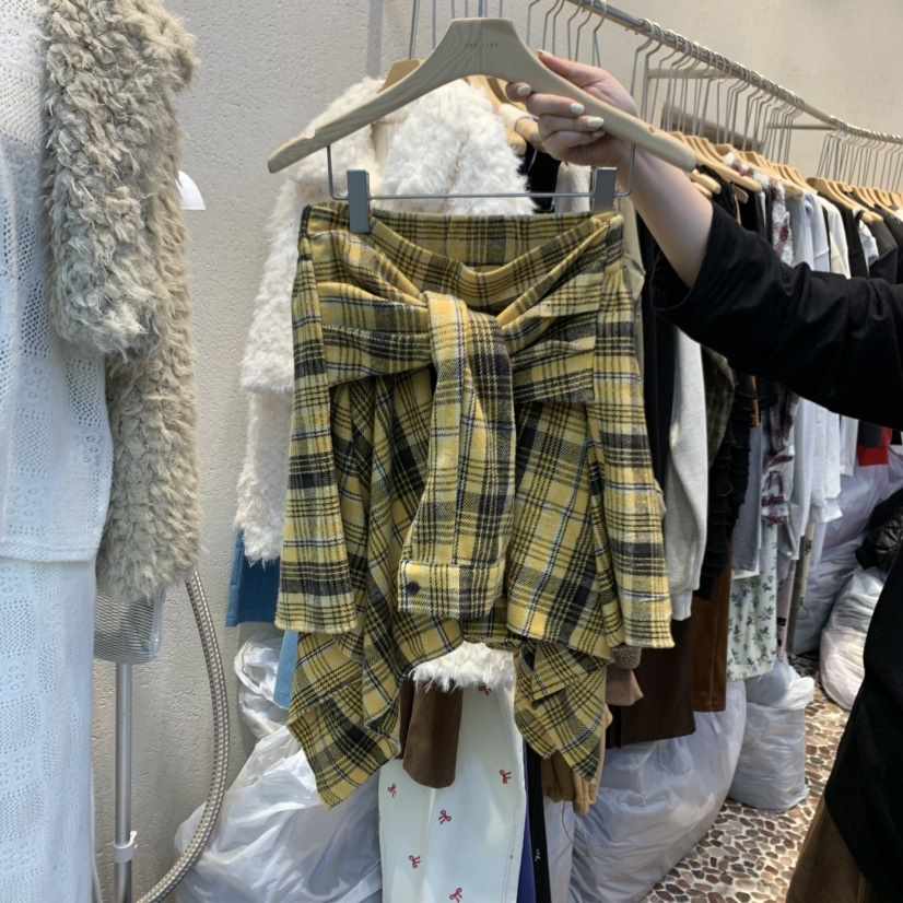 THE LINE-暫停直郵韓國代購女裝新品推薦職業熱賣短裙格紋THE LINE-q短裙