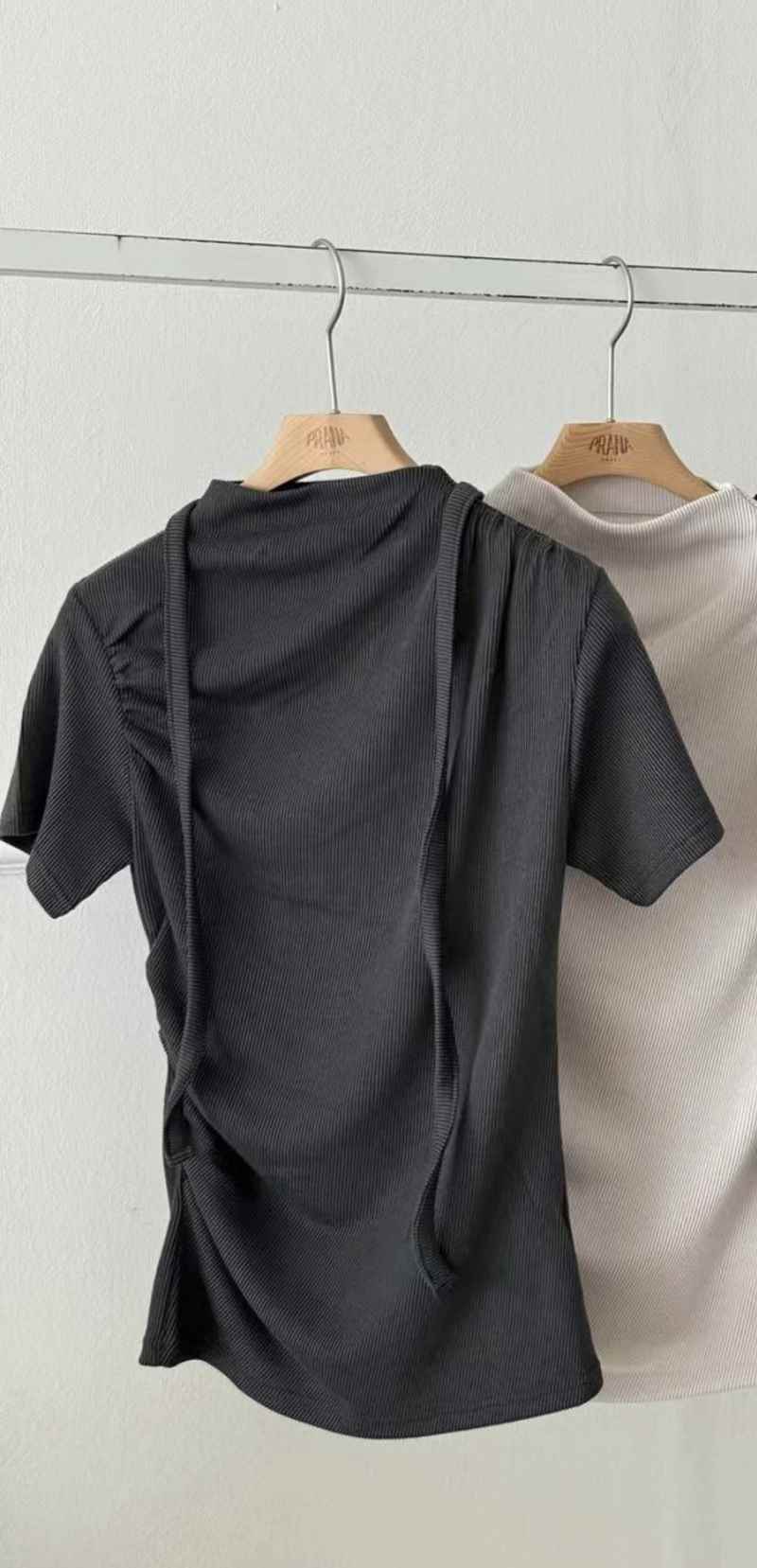 PRANA/CLOTHINK韓國直郵東大門實拍女裝新品真品T恤含脖帶腰帶羅紋PRANA/CLOTHINKT恤