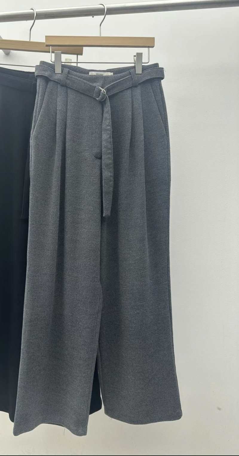 BIRTHDAY-OT韓國直郵東大門實拍女裝新品24秋冬休閑褲含腰帶拉絨BIRTHDAY-OT休閑褲