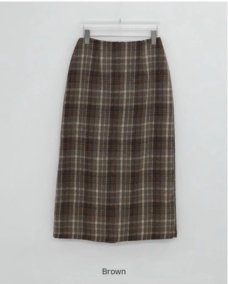 BIRTHDAY-OT韓國直郵東大門代購女裝新款職業長裙格紋半身裙BIRTHDAY-OT長裙